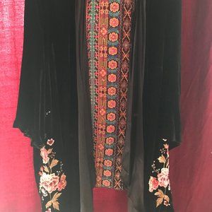 Johnny Was Black Velvet Silk Kimono 2x